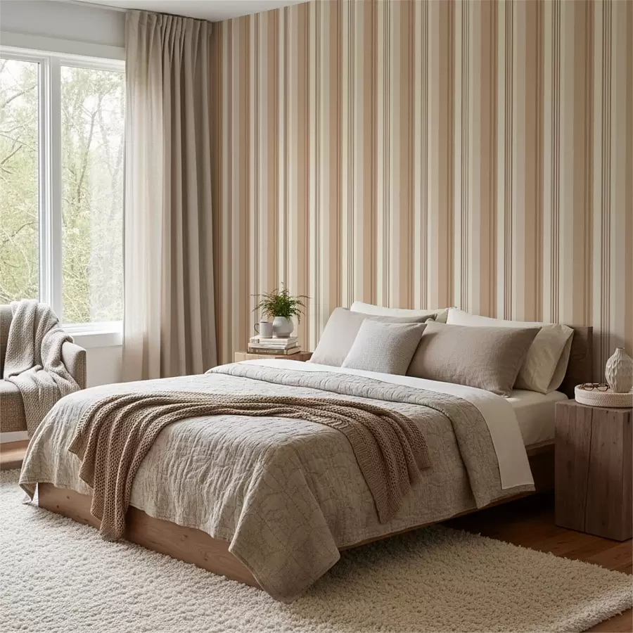 wall murals Warm Beige and Brown Stripes a01248v4