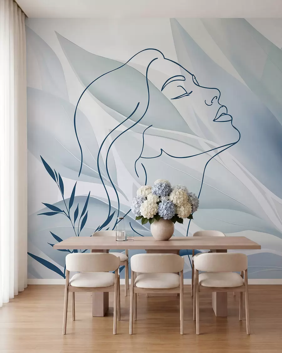 wall murals Silhouette of a face on an abstract background w05787