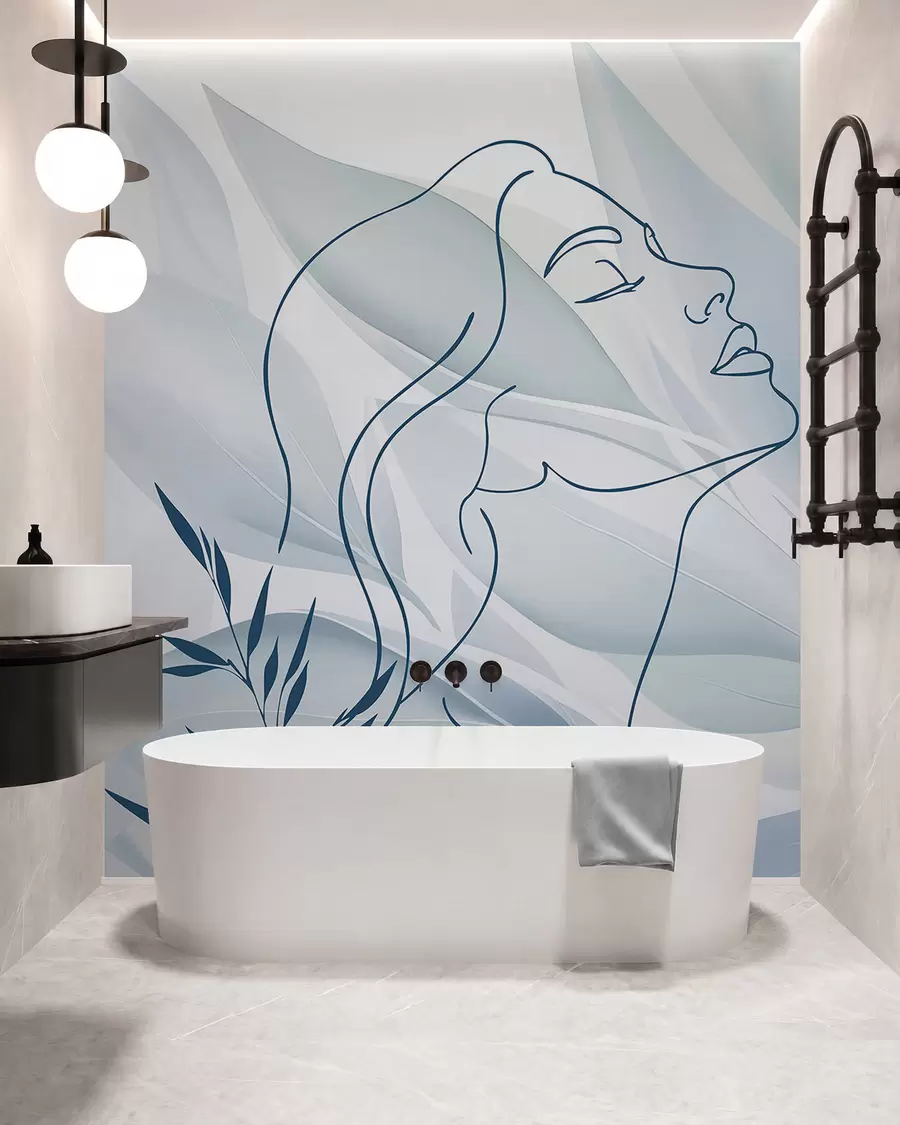 wall murals Silhouette of a face on an abstract background w05787