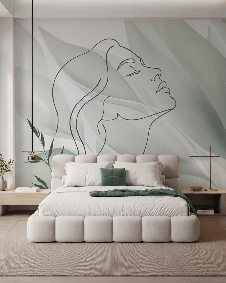 wall murals Silhouette of a face on an abstract background w05787v1