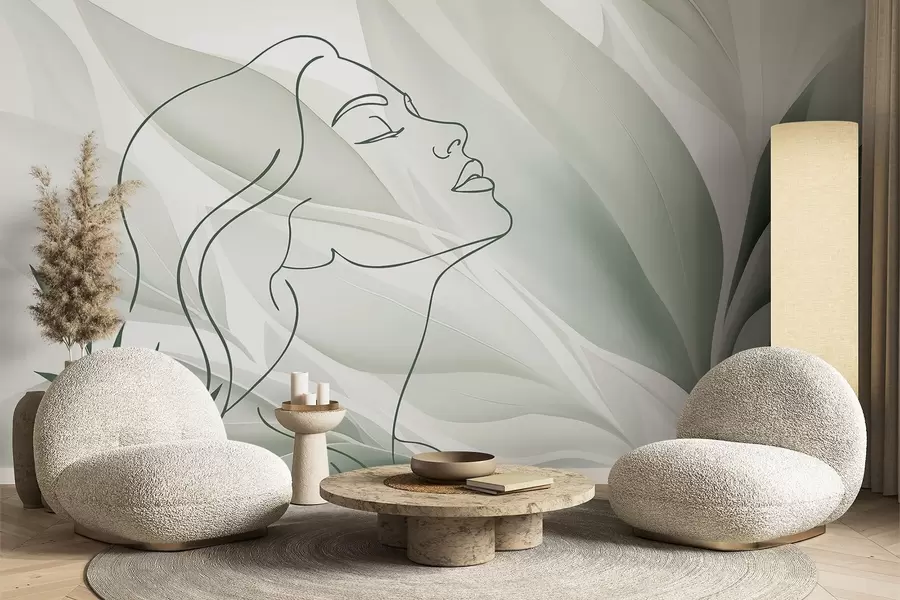 wall murals Silhouette of a face on an abstract background w05787v1