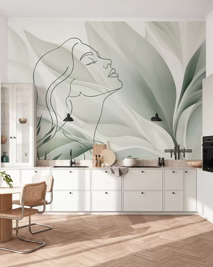 wall murals Silhouette of a face on an abstract background w05787v1