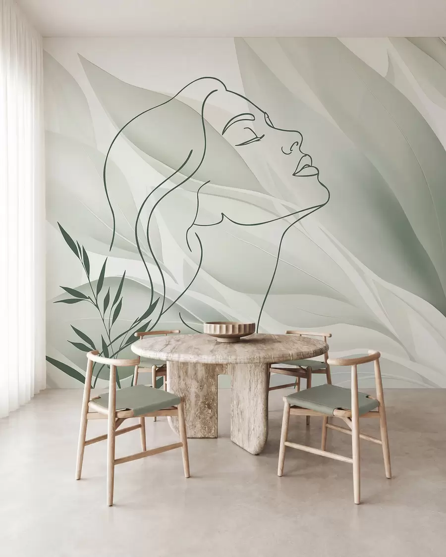 wall murals Silhouette of a face on an abstract background w05787v1