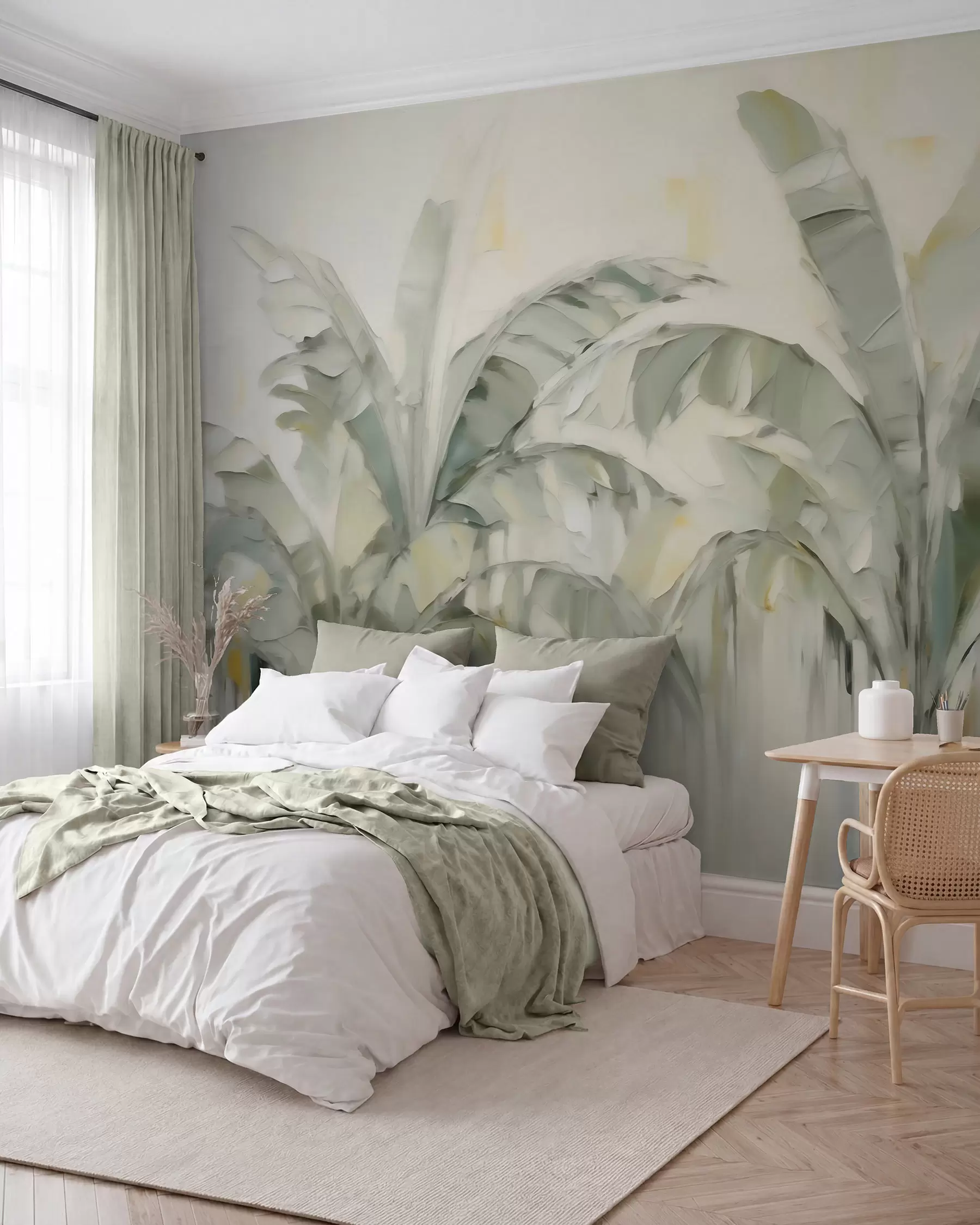 wall murals Abstract palm leaves, imitation of painting w05826