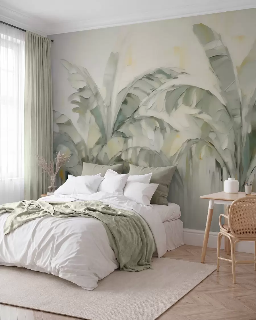wall murals Abstract palm leaves, imitation of painting w05826