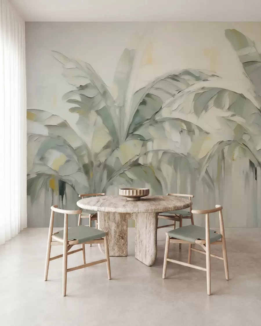 wall murals Abstract palm leaves, imitation of painting w05826