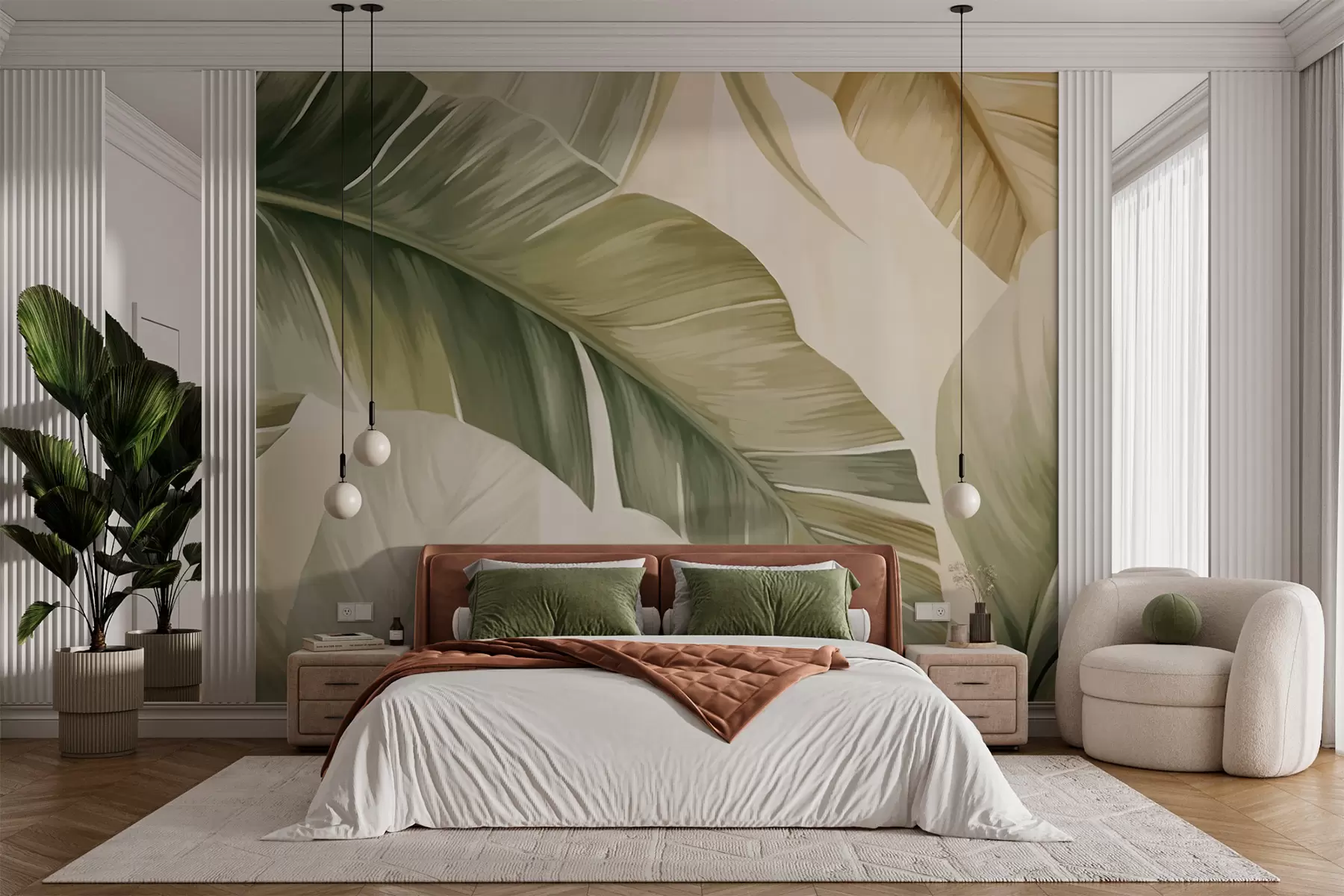 wall murals Long banana leaves w05828