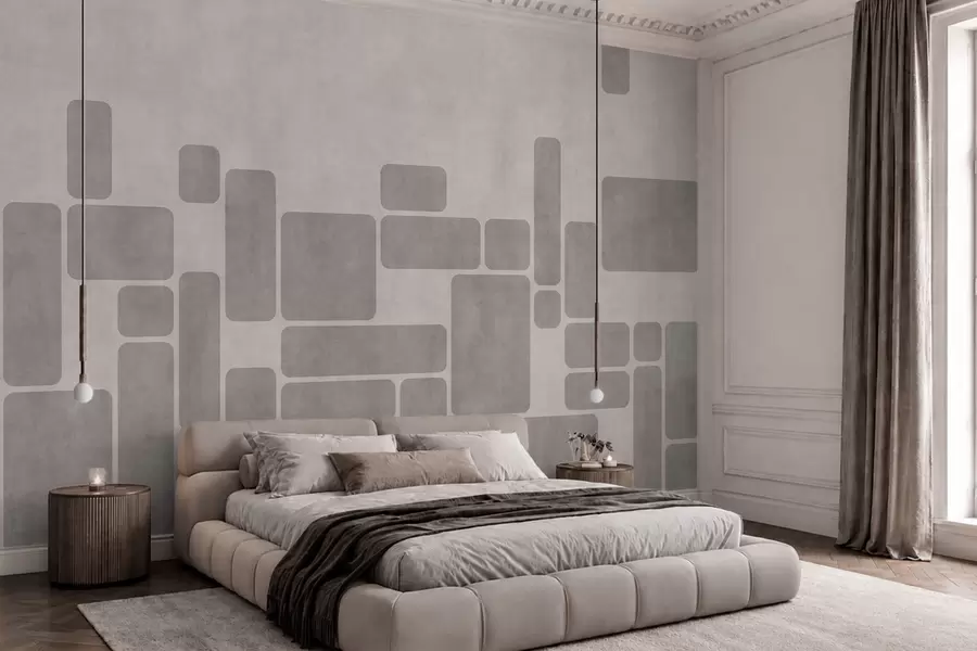 wall murals Geometric pattern in soft gray and blush tones w05141v1