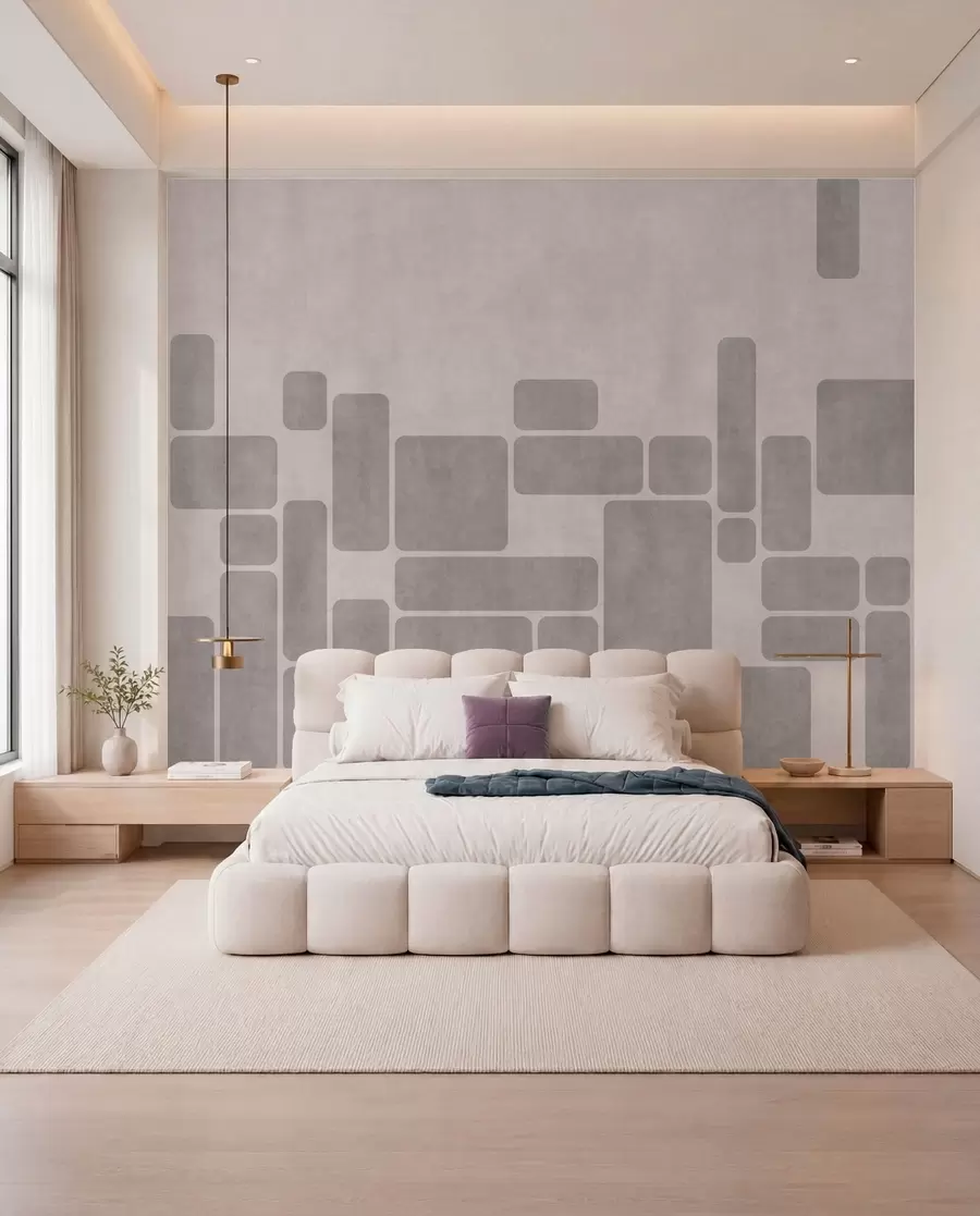 wall murals Geometric pattern in soft gray and blush tones w05141v1