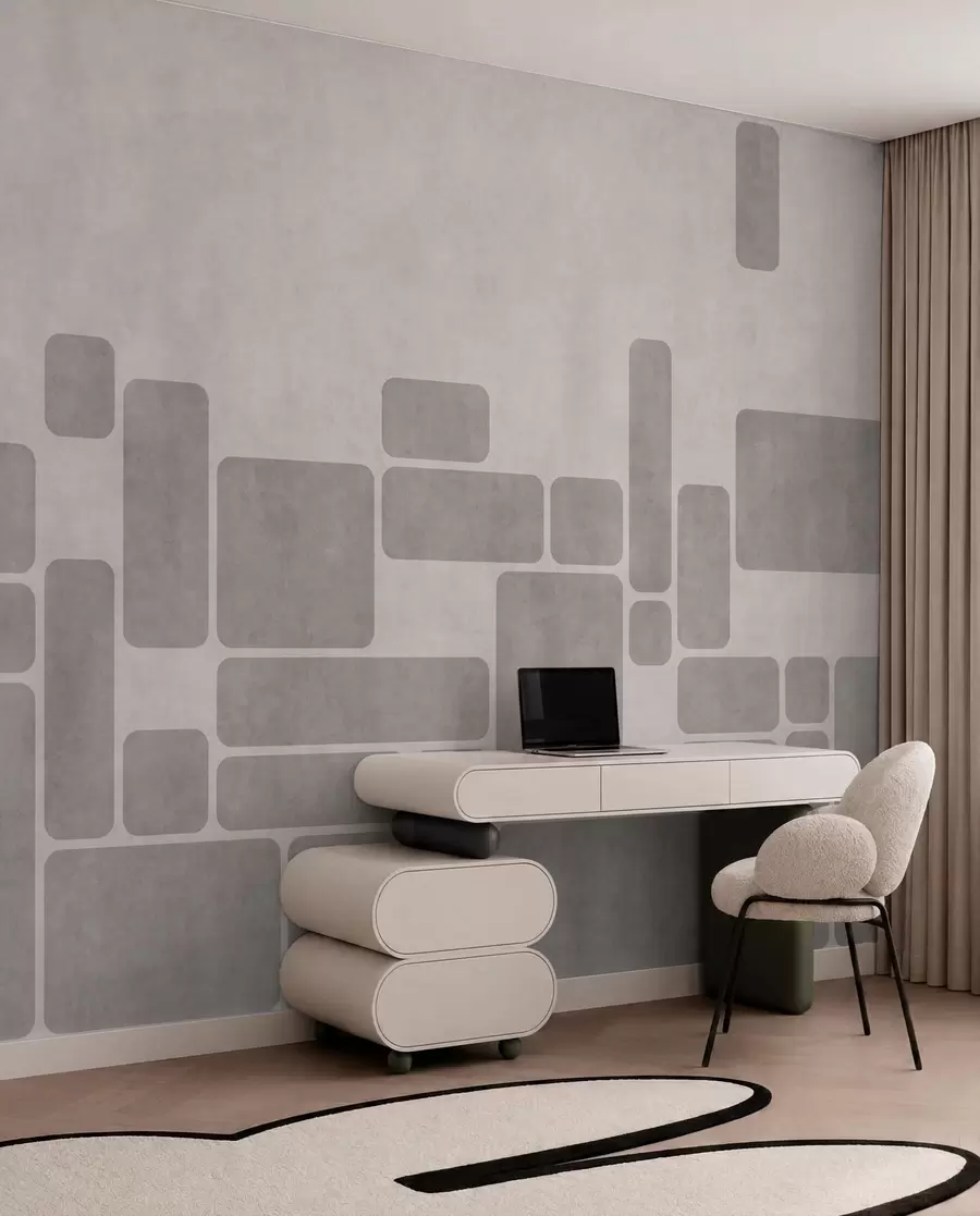 wall murals Geometric pattern in soft gray and blush tones w05141v1