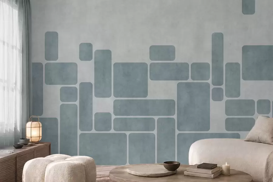wall murals Geometric pattern in light blue tones w05141v2