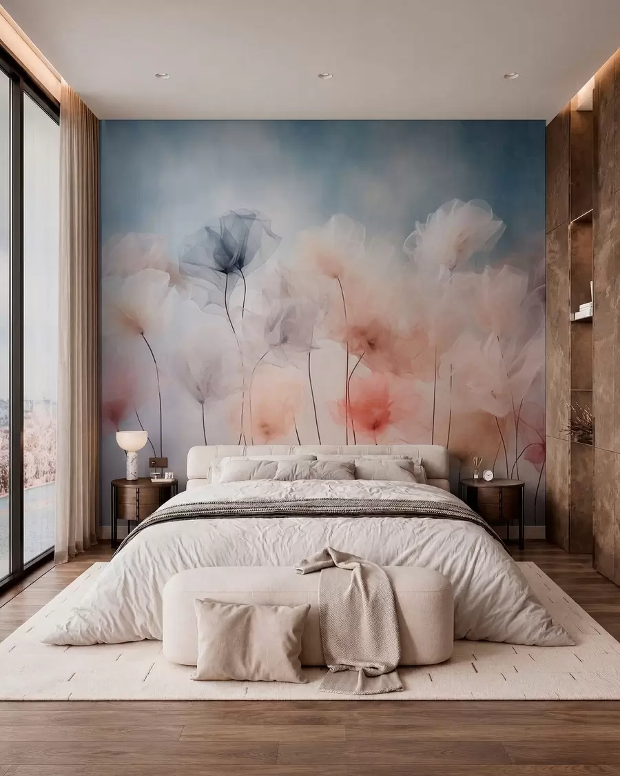 wall murals Airy flowers in delicate pastel shades w05818