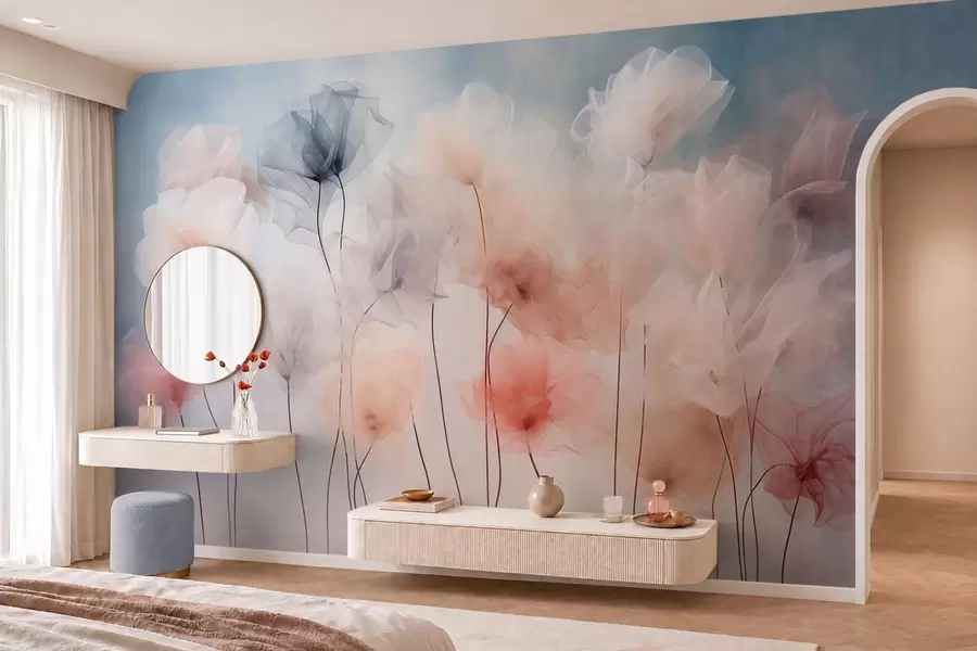 wall murals Airy flowers in delicate pastel shades w05818