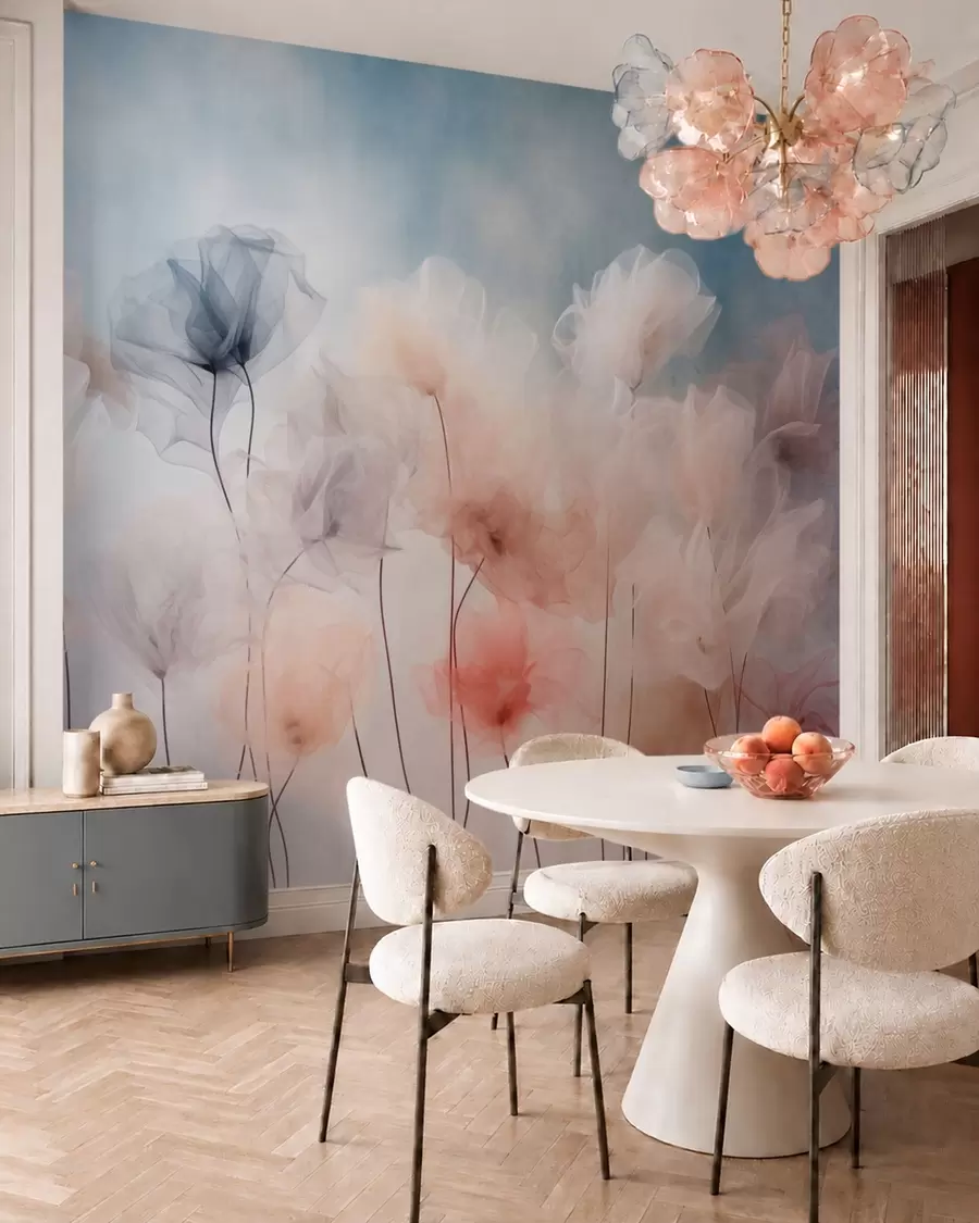 wall murals Airy flowers in delicate pastel shades w05818