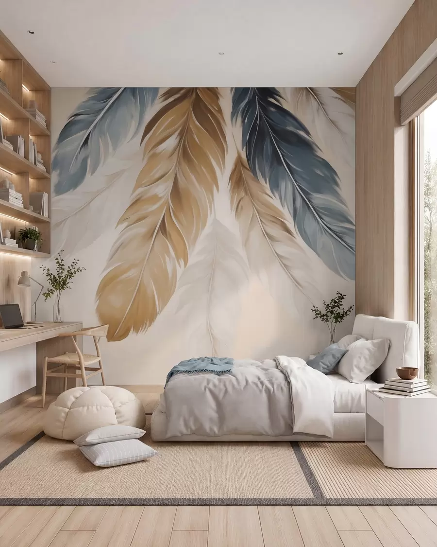 wall murals Abstract feathers, imitation of painting w05845
