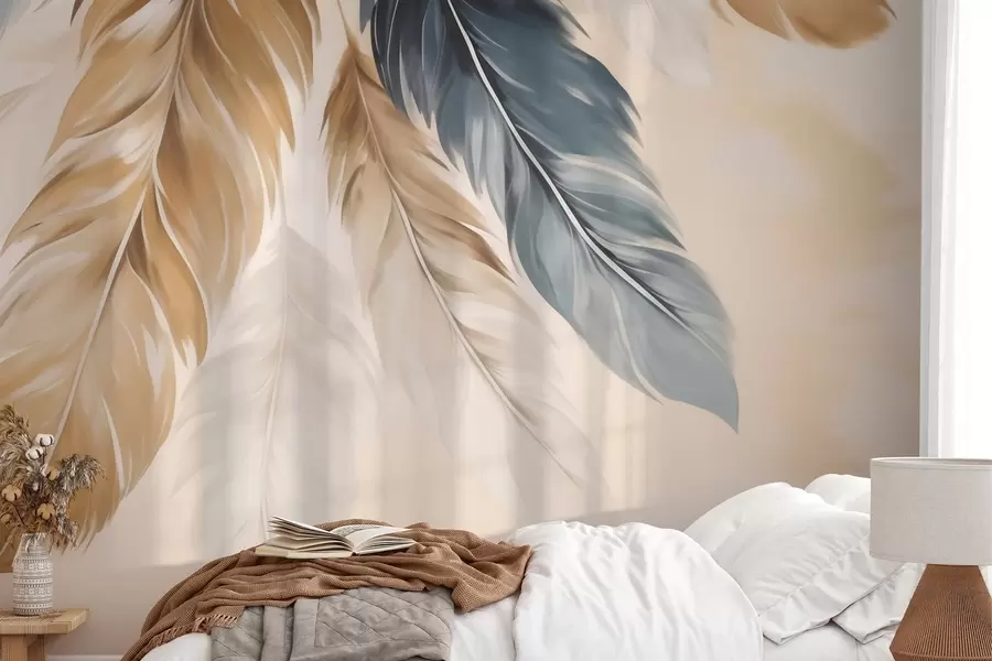 wall murals Abstract feathers, imitation of painting w05845