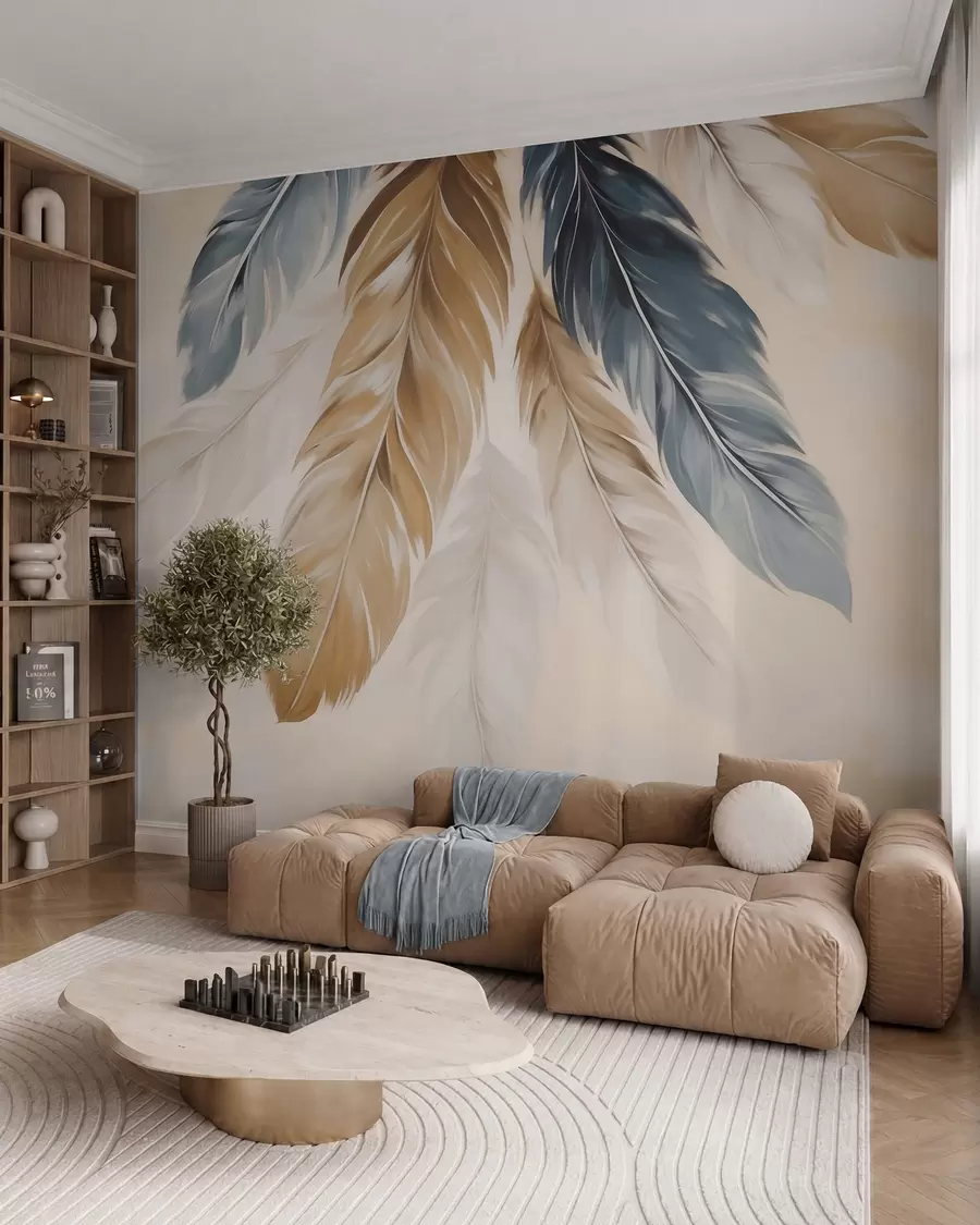 wall murals Abstract feathers, imitation of painting w05845