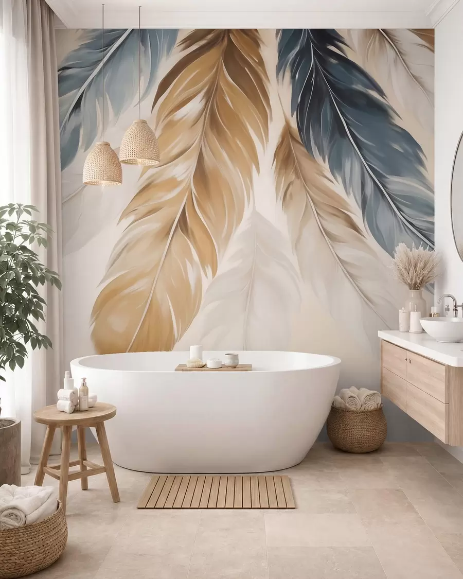 wall murals Abstract feathers, imitation of painting w05845