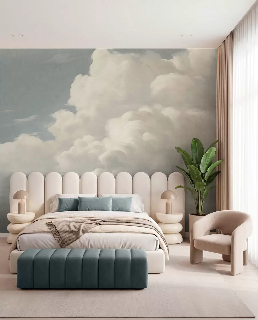 wall murals Pearl mist with soft creamy clouds drifting across a tranquil sky w05855