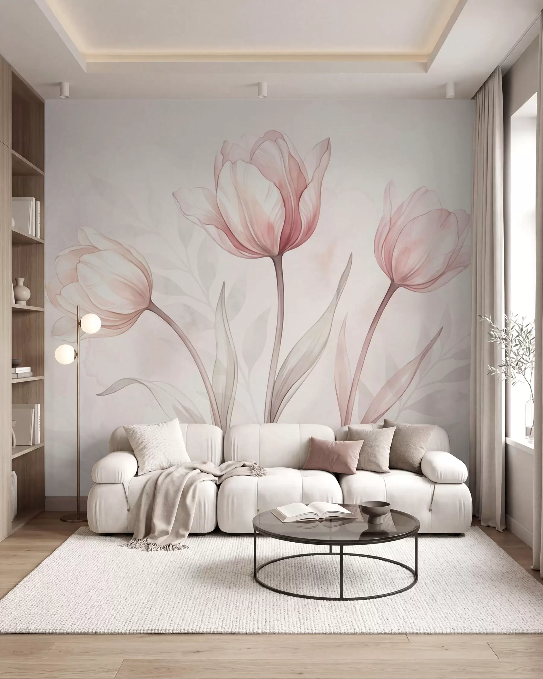 wall murals Delicate tulips in watercolor style w10005