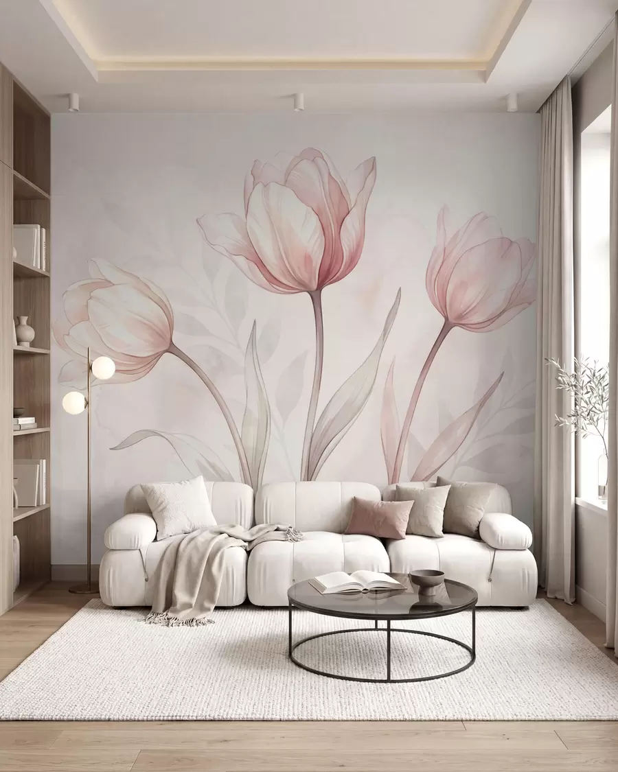 wall murals Delicate tulips in watercolor style w10005