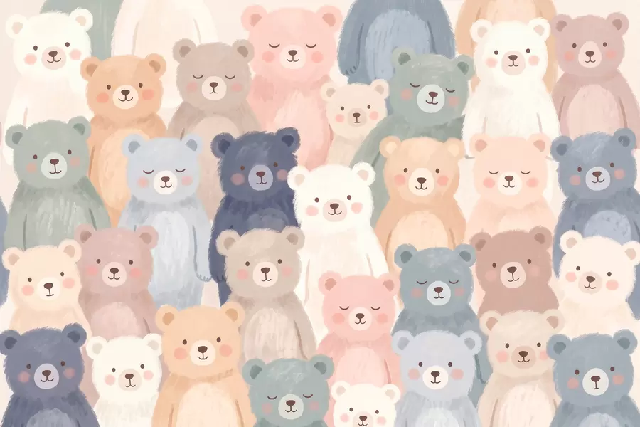 wall murals Bears in pastel colors w10010