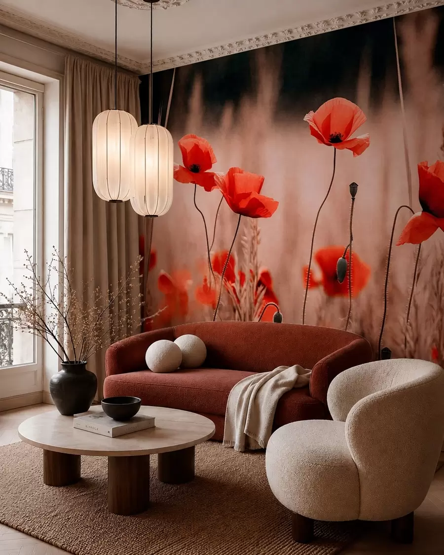 wall murals Red Poppies w05866