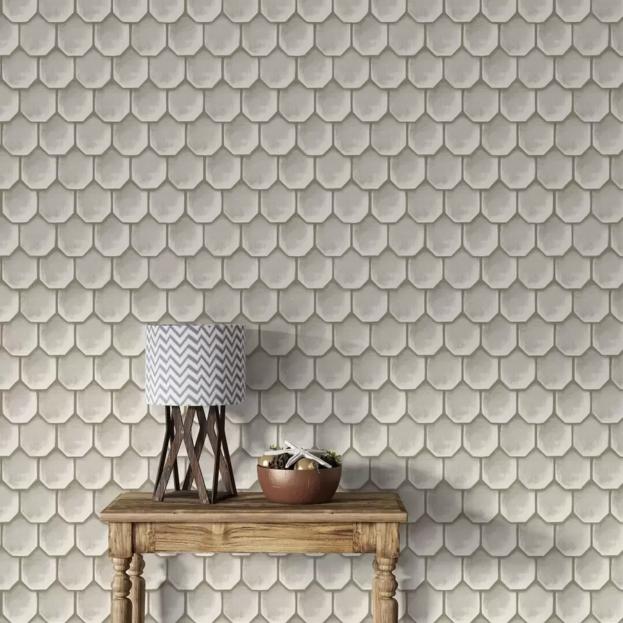wall murals Light pattern with rows of octagonal tiles a01260