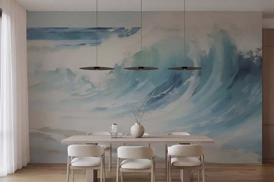 wall murals Waves, imitation of painting w05899