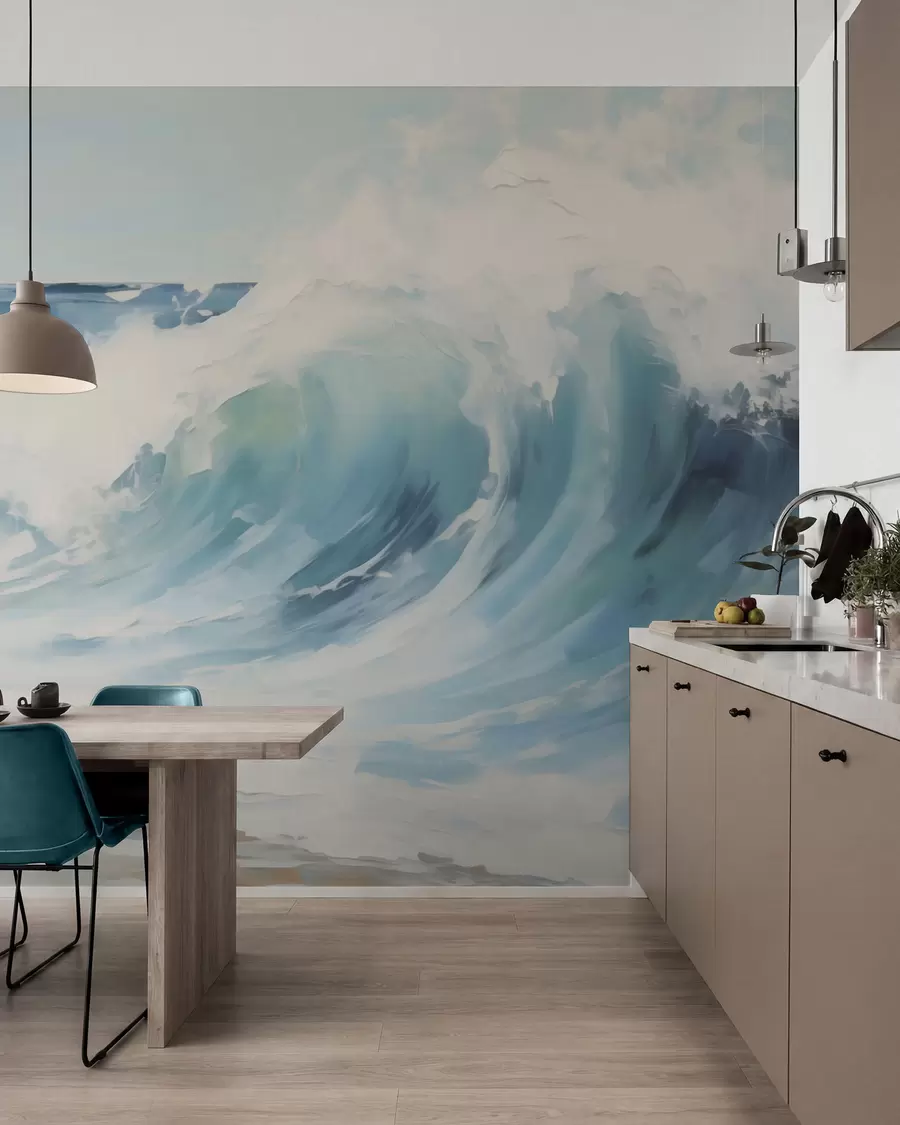 wall murals Waves, imitation of painting w05899
