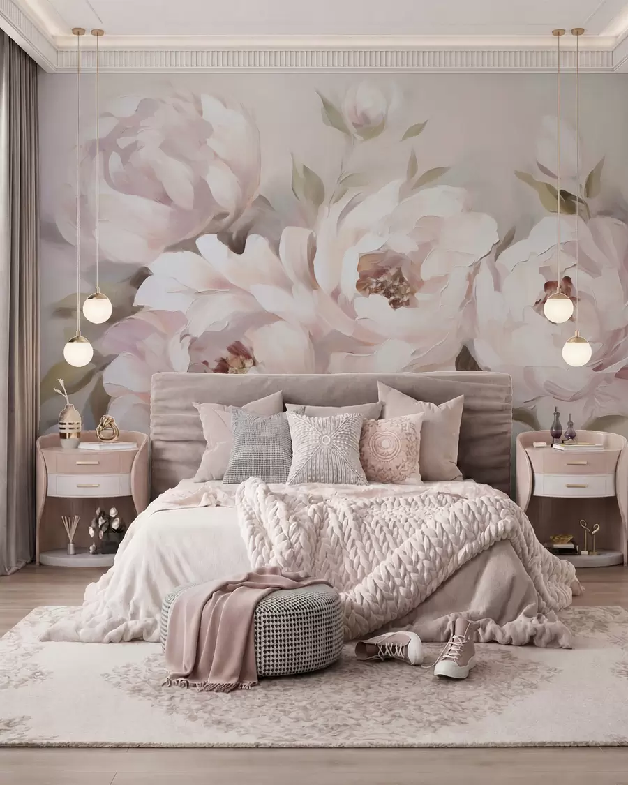 wall murals Abstract peonies, imitation painting w05901