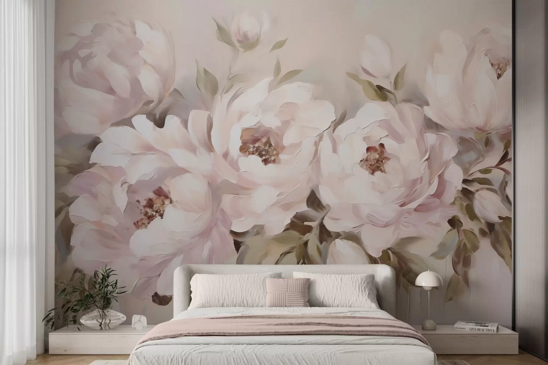 wall murals Abstract peonies, imitation painting w05901
