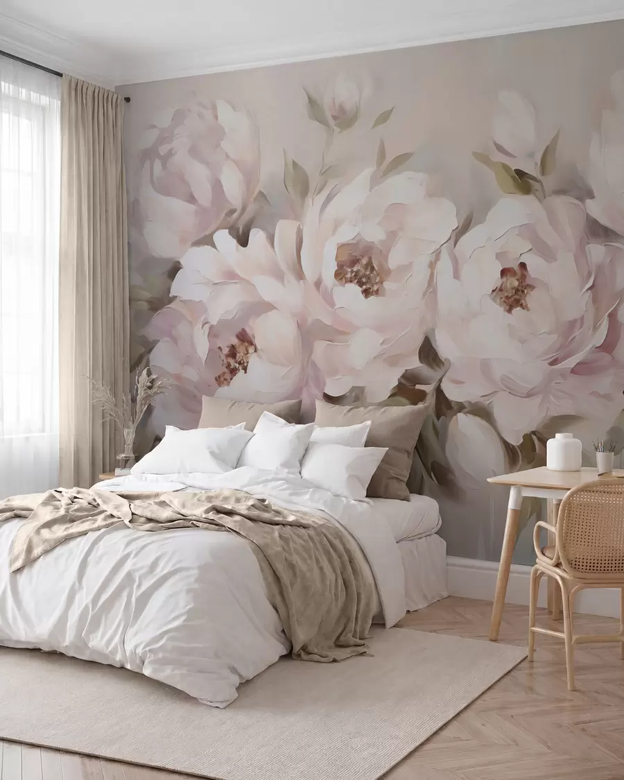 wall murals Abstract peonies, imitation painting w05901