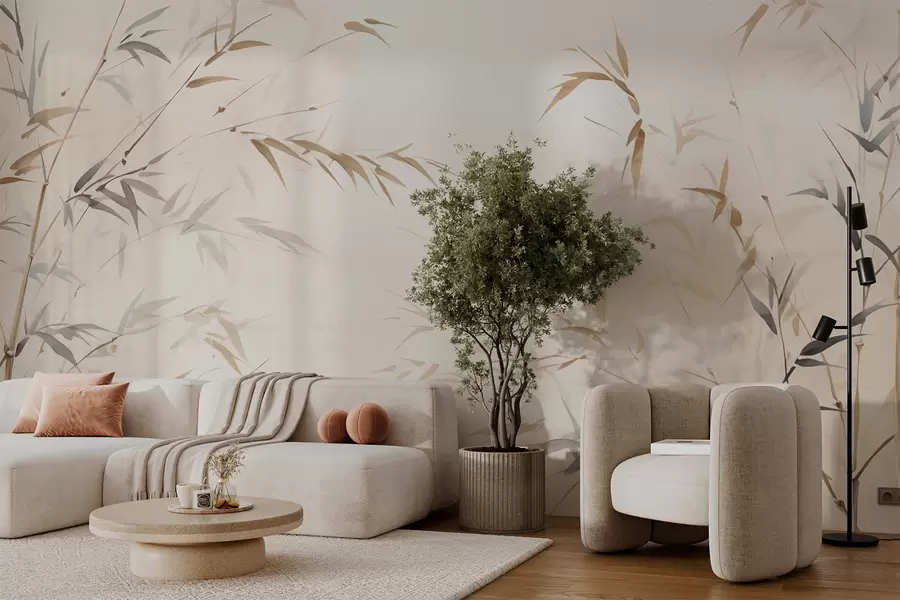 wall murals Sharp bamboo leaves w05917
