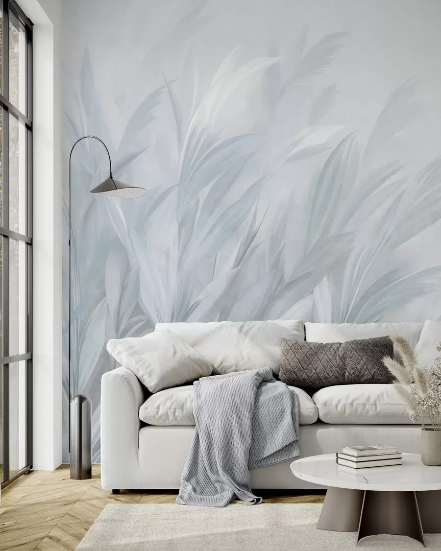 wall murals Airy Grasses · Blue w10060v2