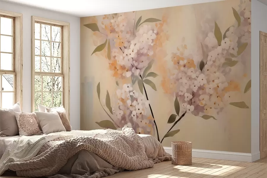 wall murals Abstract branches with flowers w05872