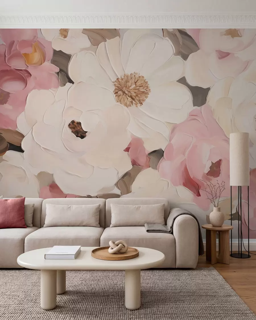 wall murals Abstract flowers, imitation of a painting w05905