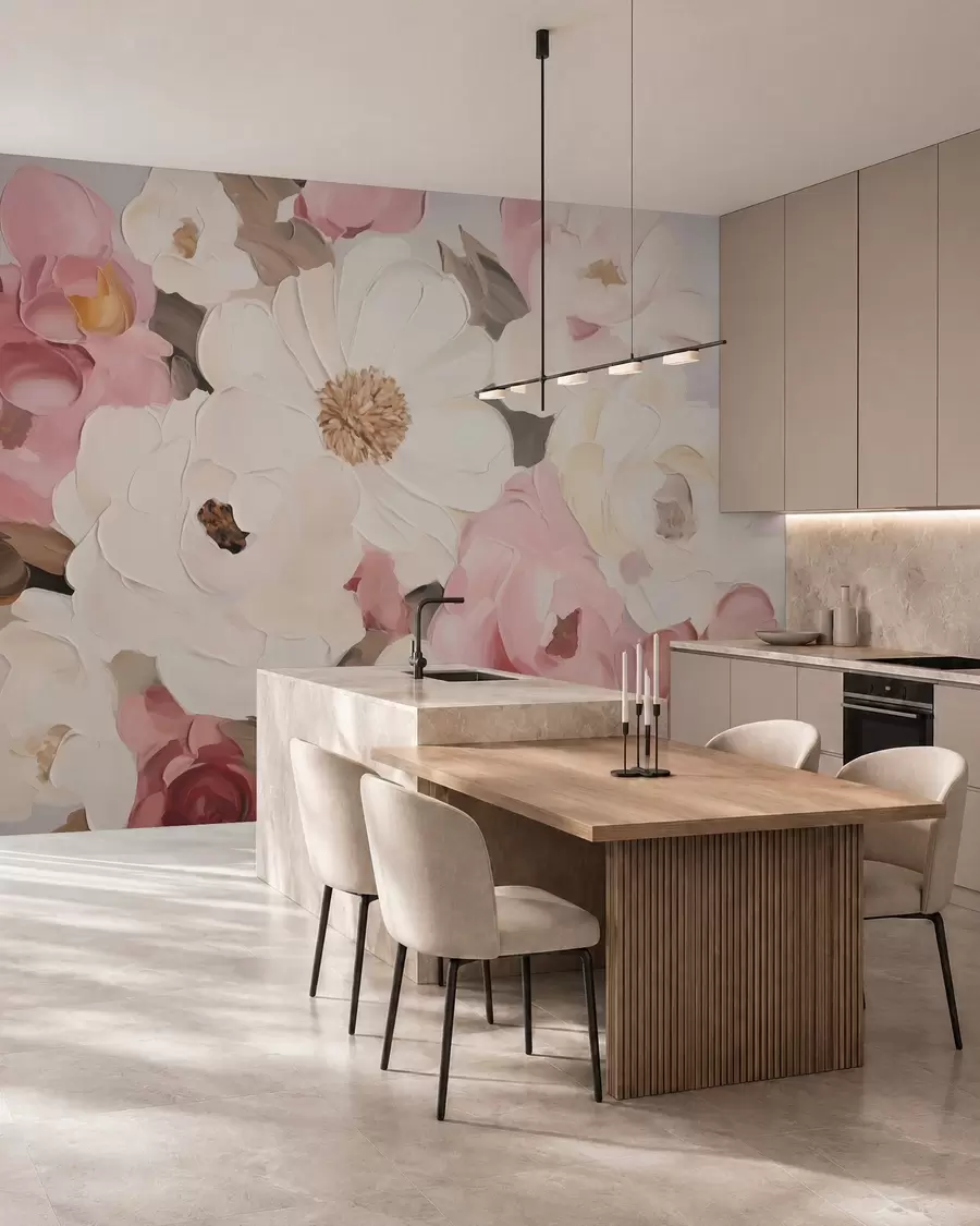 wall murals Abstract flowers, imitation of a painting w05905