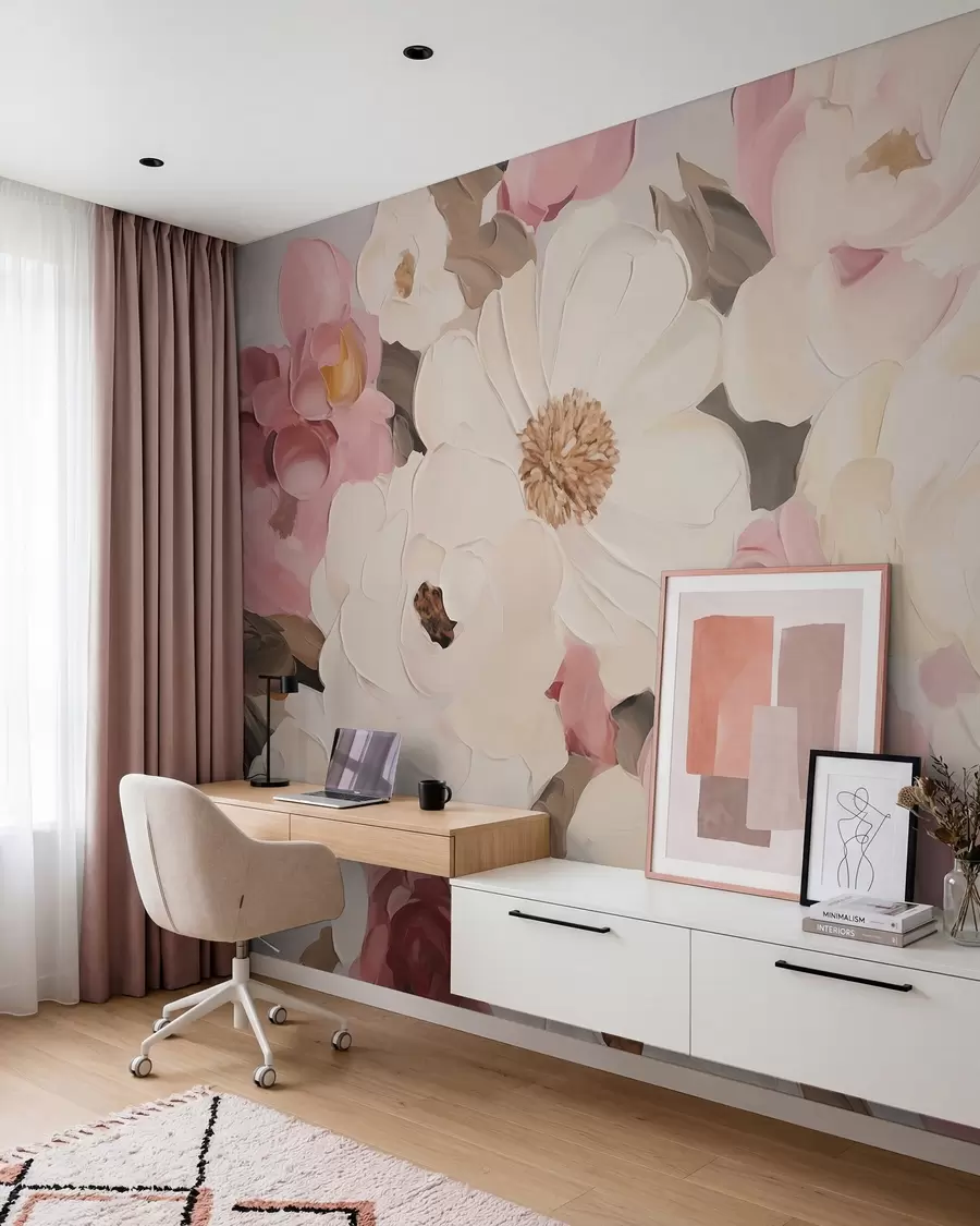 wall murals Abstract flowers, imitation of a painting w05905