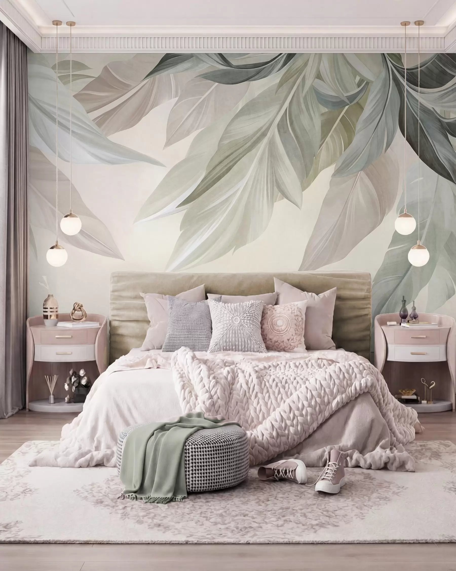 wall murals Pastel Leaves w10054