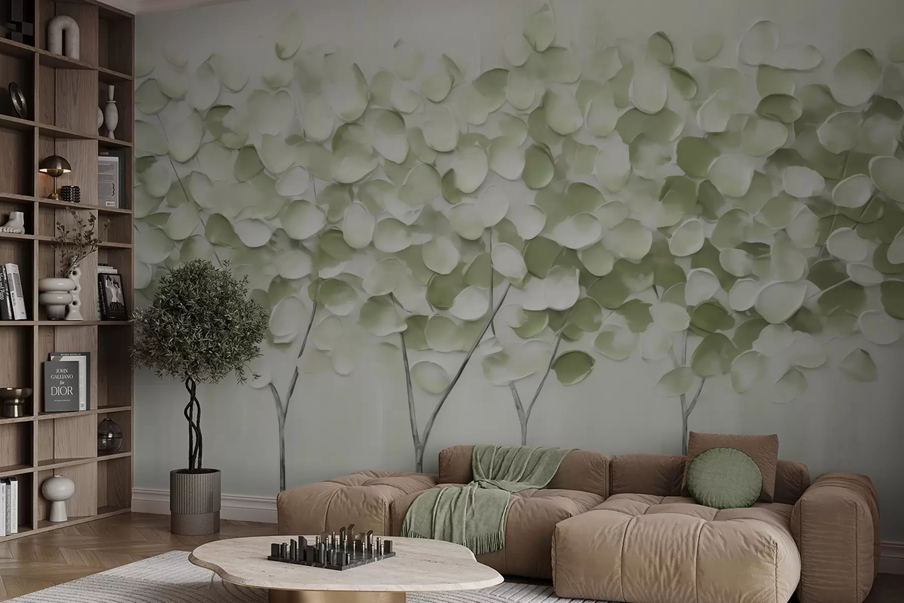wall murals Stylized trees, imitation of a painting w05942v1