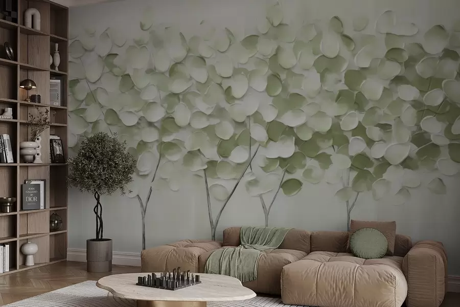 wall murals Stylized trees, imitation of a painting w05942v1