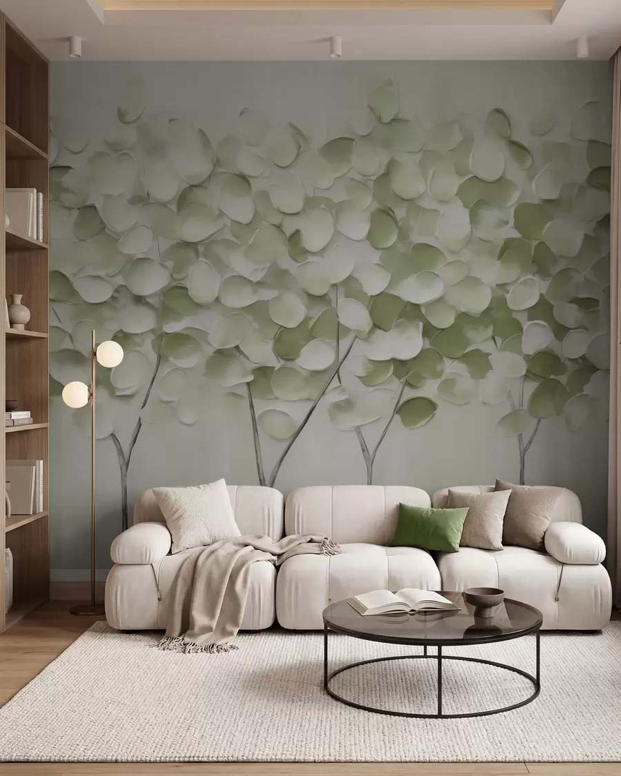 wall murals Stylized trees, imitation of a painting w05942v1