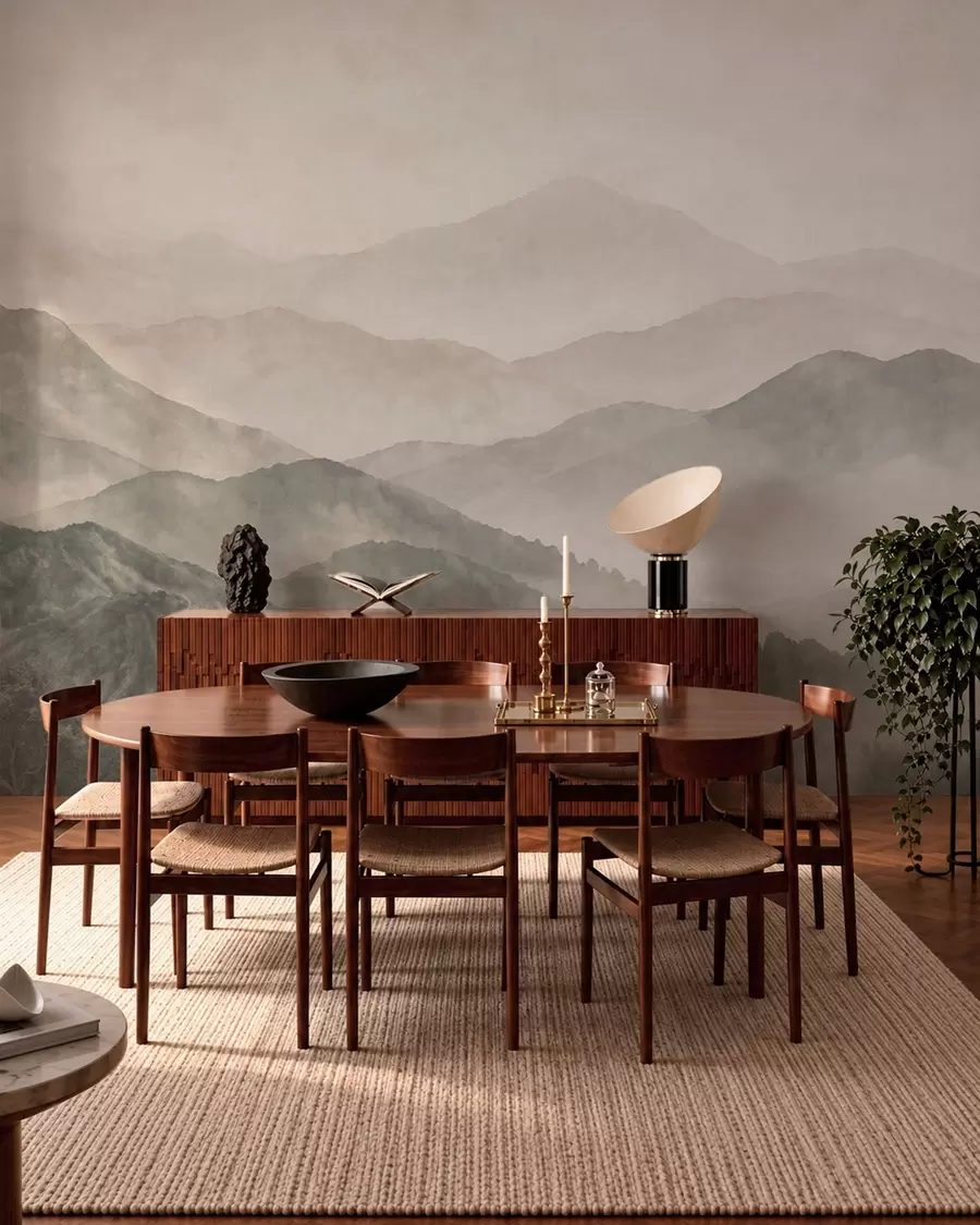 wall murals Layered mountain ridges in light mist w05925v2
