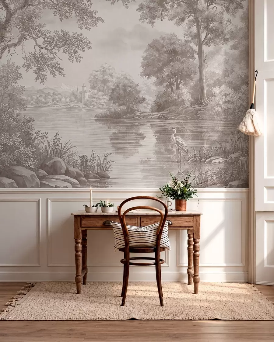 wall murals Heron's Pause · Taupe w05805