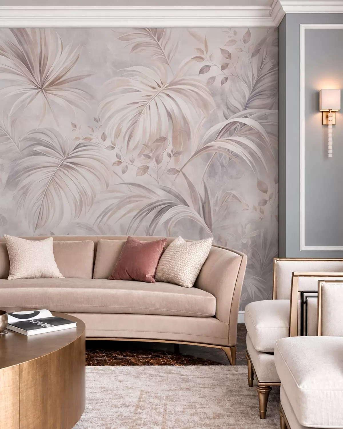 wall murals Lush tropical foliage in pastel shades w05956v1