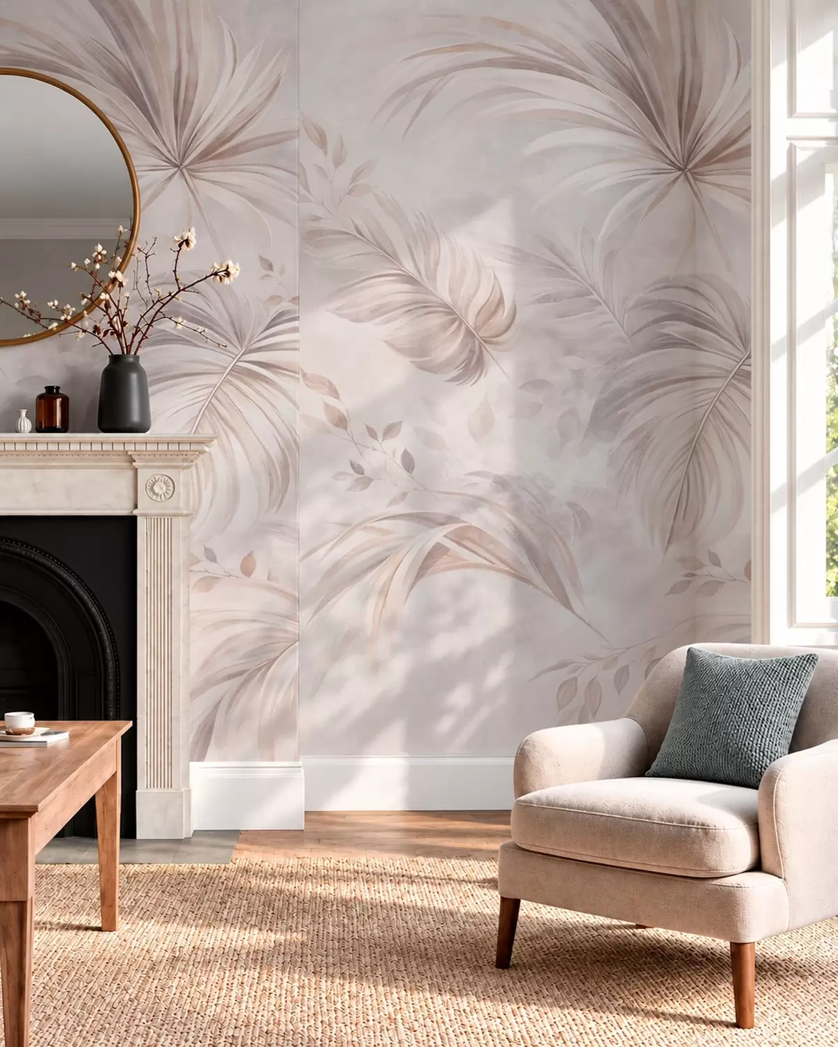 wall murals Lush tropical foliage in pastel shades w05956v1