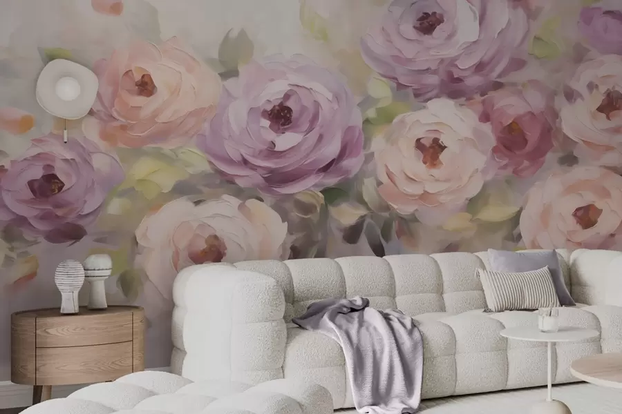 wall murals Abstract roses, imitation of a painting w05996