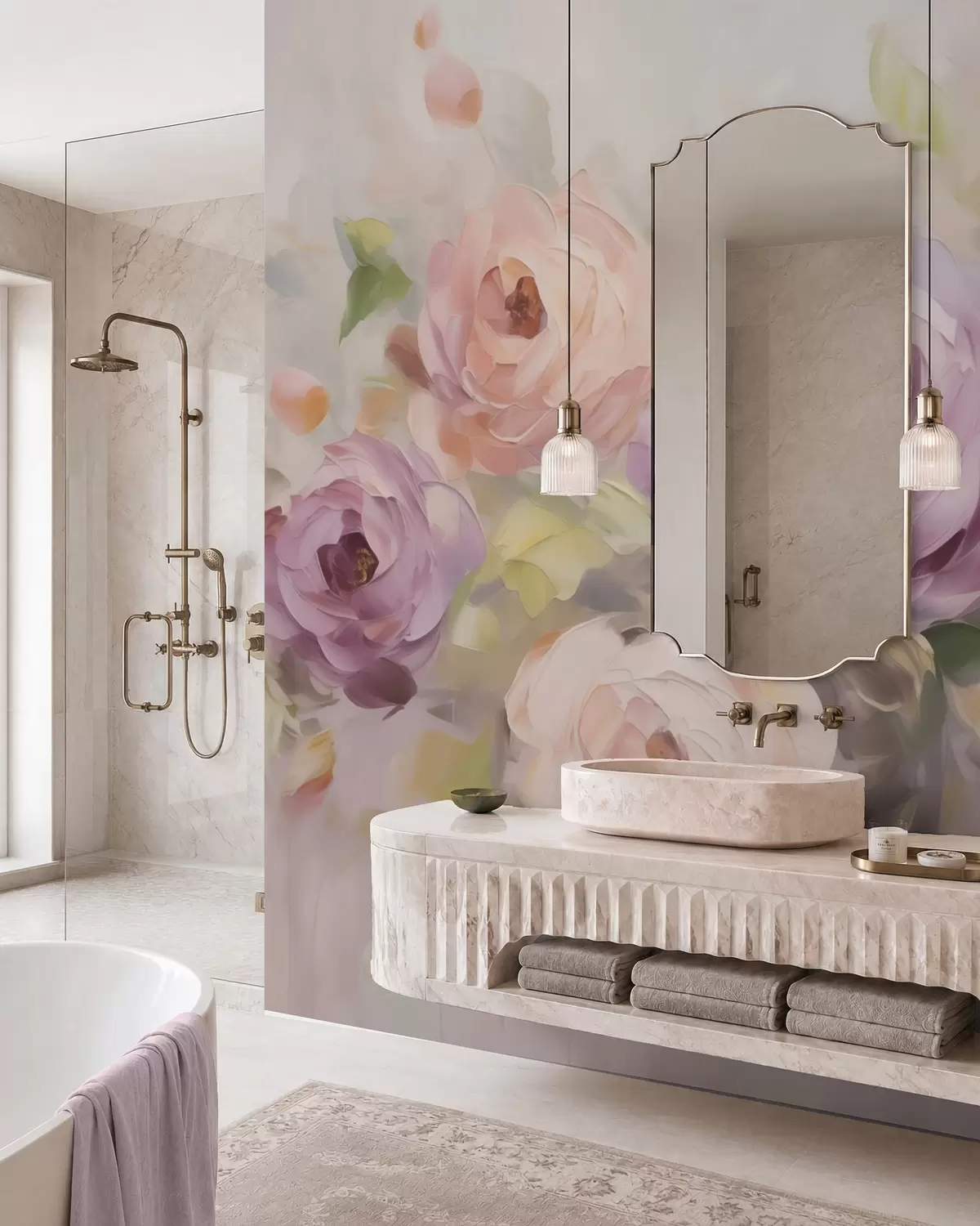 wall murals Abstract roses, imitation of a painting w05996