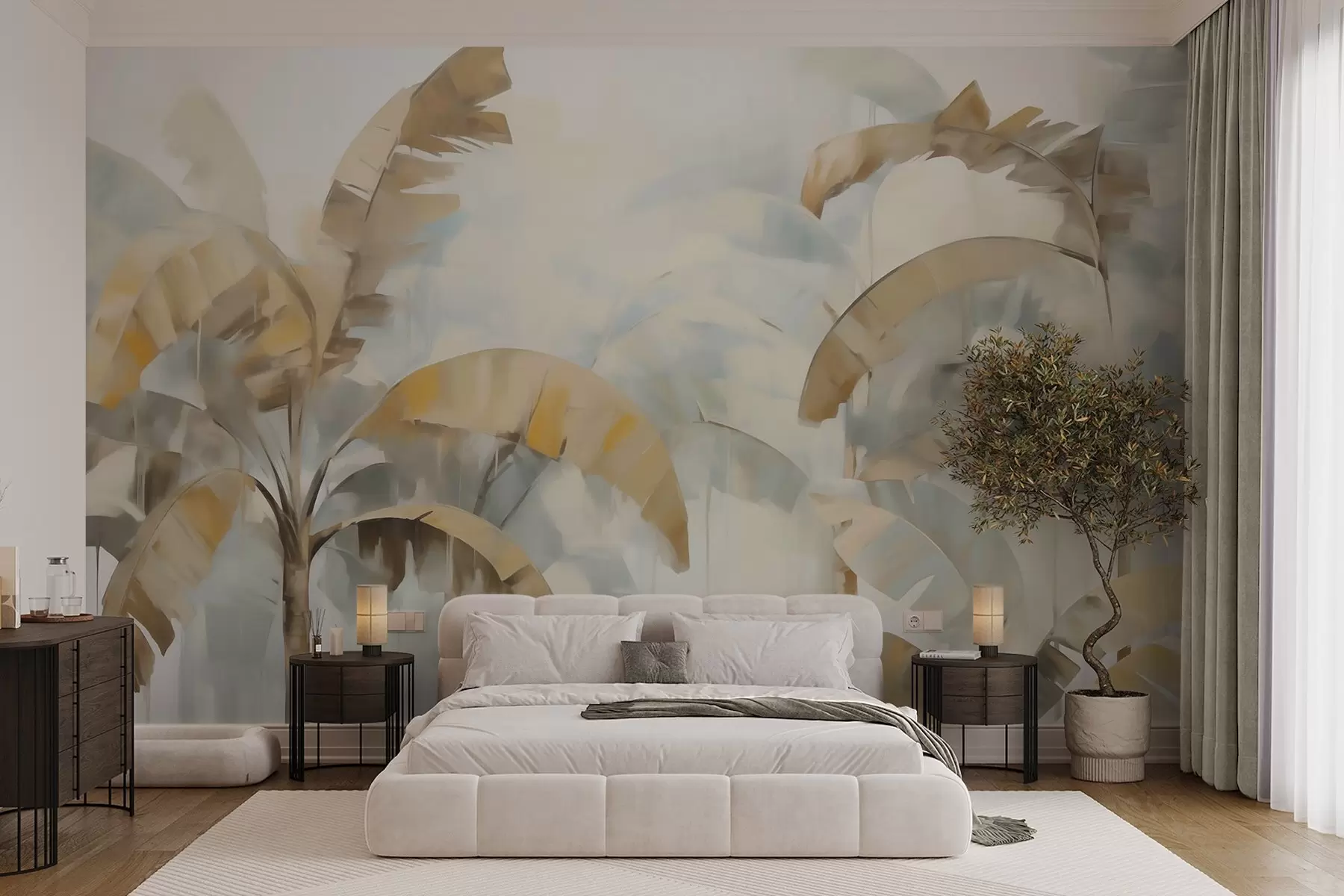 wall murals Abstract palm trees, imitation of a painting w05997